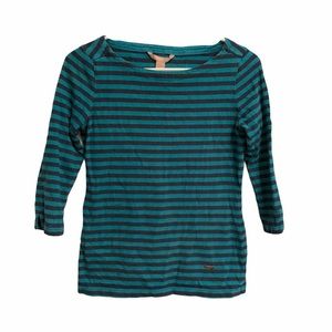 Banana republic green/navy stripe cotton 3/4 arm